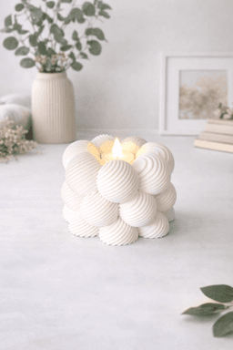 Bubble свещник - айвъри бял