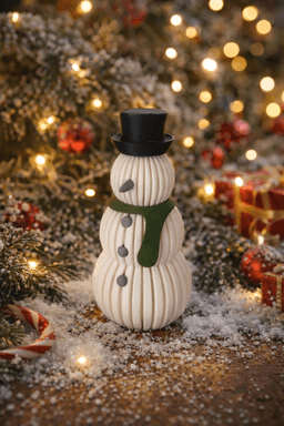 Коледен снежен човек с LED свещ - изгасена свещ