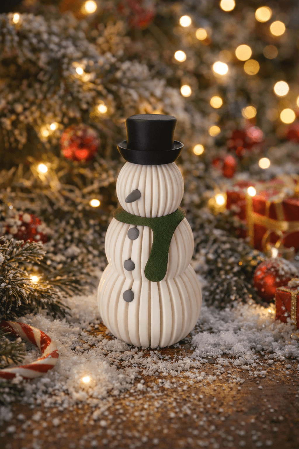 Коледен снежен човек с LED свещ