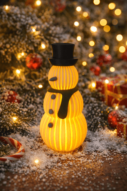 Коледен снежен човек с LED свещ - светлинен ефект