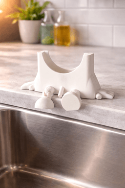 Квадратна поставка за гъба - бял вариант