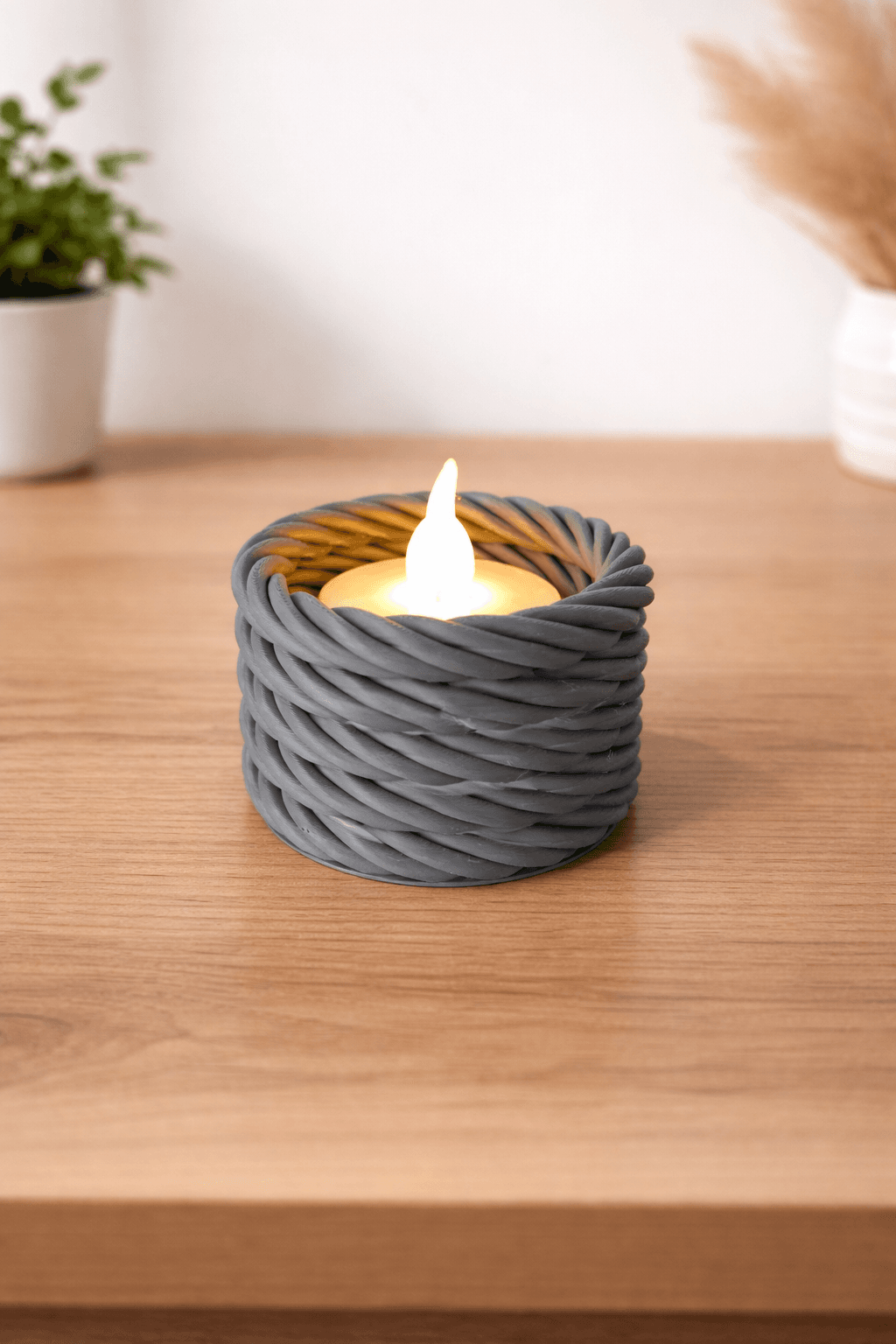 Свещник за LED чаена свещ Rope - нисък модел