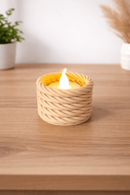 Rope свещник - пясъчно бежов