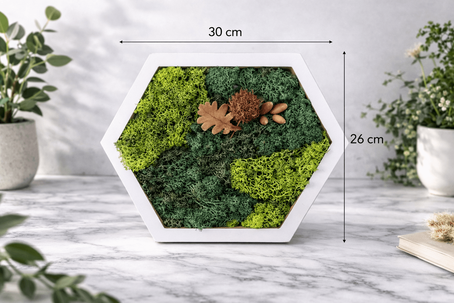 Жива картина със скандинавски мъх - пчелна пита 30x26 см